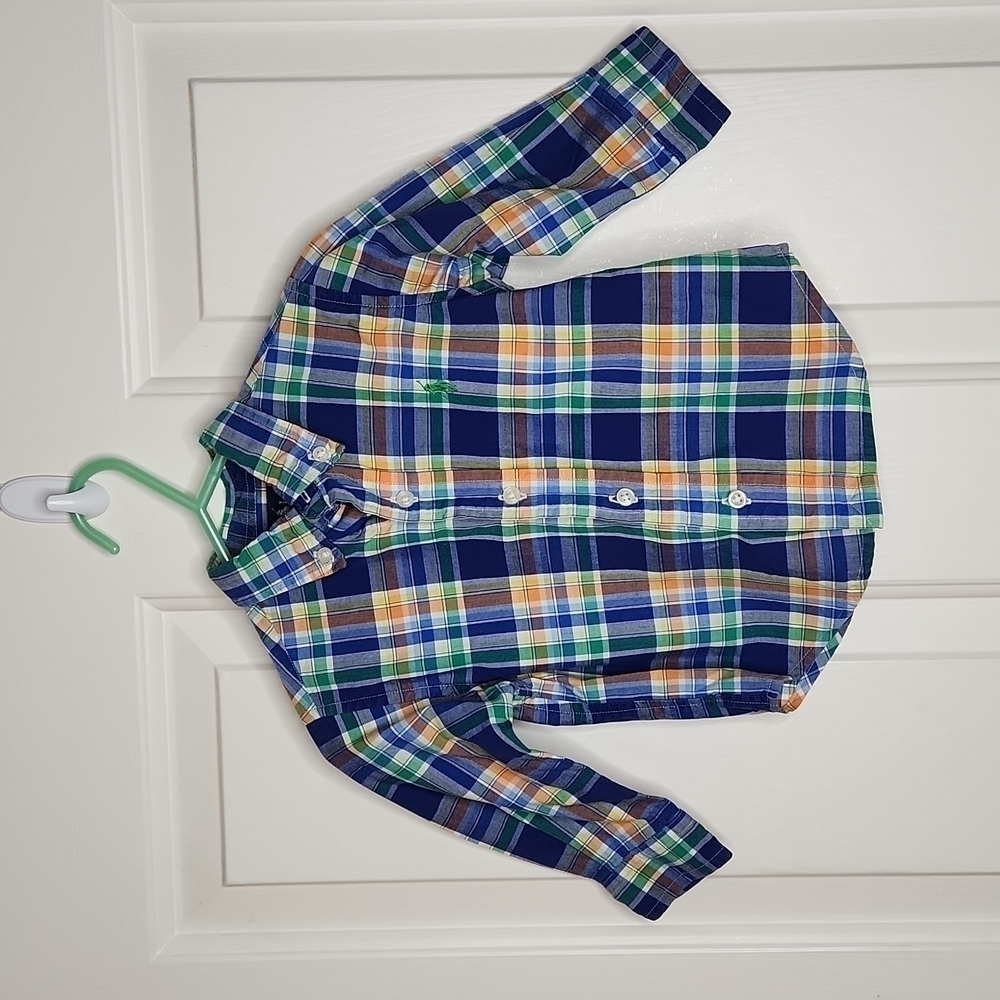 Ralph Lauren Blue Green Yellow Plaid Button Down Shirt Size 12M